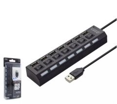 Hadron HDX7001 7 Portlu USB 2.0 Çoklayıcı Hub - Bağımsız Anahtarlı ve Işıklı (Siyah)