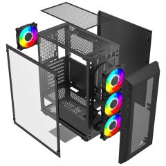 GameBooster GB-G1956BB USB 3.0 Mesh Panel ATX Mid Tower Siyah Bilgisayar Kasası (PSU Dahil Değil)