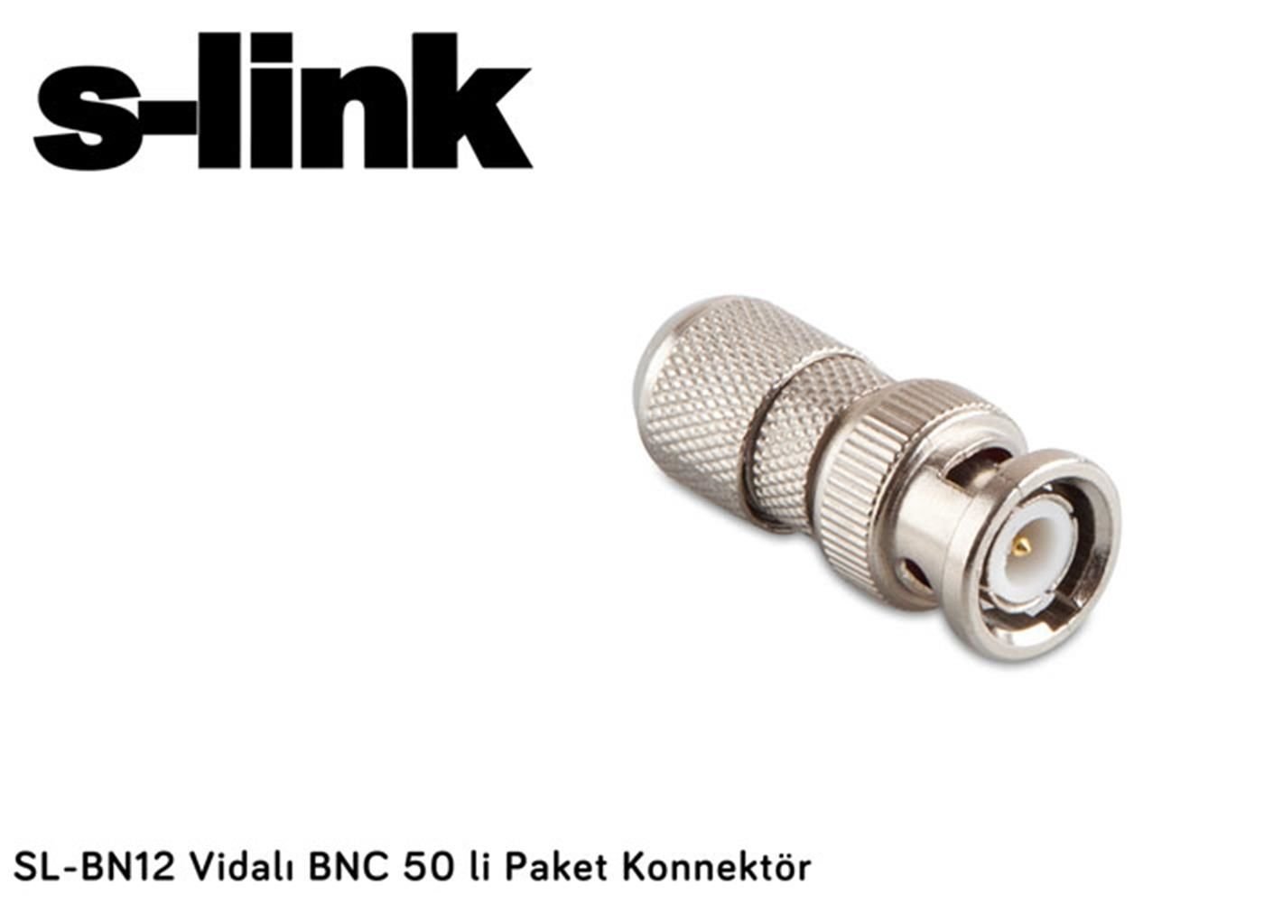 S‑Link SL‑BN12 Vidalı BNC 50‑li Paket Konnektör – Güvenlik Kamera Aksesuarı