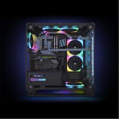 Thermaltake TOUGHFAN 14 RGB High Static Pressure Radiator Fan Kit CL‑F136‑PL14SW‑A – 3×14 cm PWM‑Kontrollü 2000 RPM, 107 CFM, 3.04 mm‑H₂O Static Pressure, RGB 16.8M Color LEDs, Hydraulic Bearing, 50.000 h Ömür, Siyah