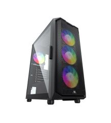 PowerBoost PB‑P521B 750 W 80+ Bronze Sertifikalı Güç Kaynağı Dahili USB 3.0 ATX Mesh RGB Fanlı Siyah Mid‑Tower Temperli Cam Panel Oyuncu Kasası