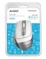 A4 Tech FB35 Beyaz Bluetooth + 2.4G Nano Kablosuz Optik 2000 DPI Mouse