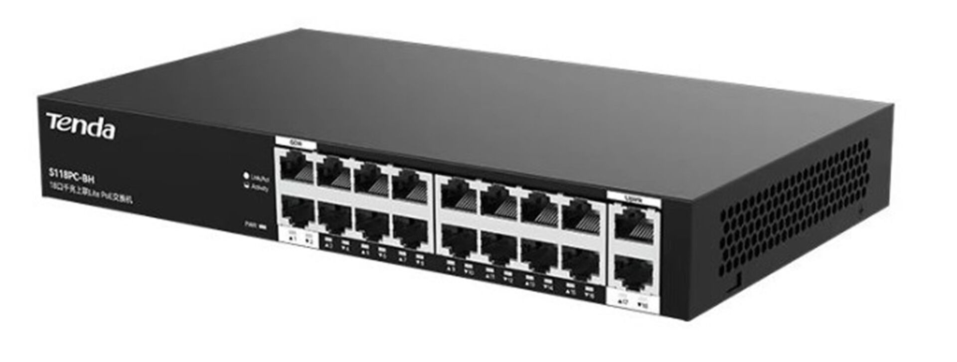 Tenda S218GPC-BH16FE 16x PoE+ 167W + 2x GE Uplink Yönetilebilir Switch