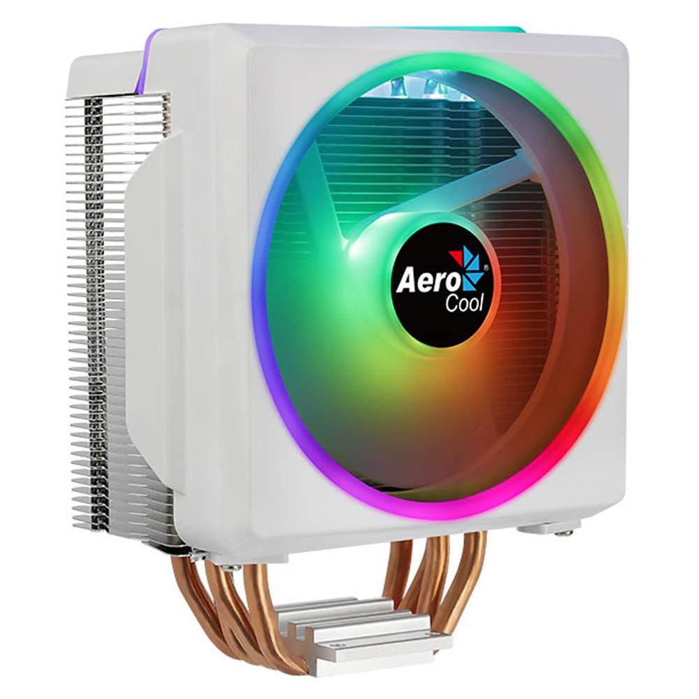 Aerocool AE‑CC‑CYLN4F‑W Cylon 4F White 120 mm Addressable RGB 4×6 mm Heat‑Pipes HCTT 145 W TDP 60 000 h MTBF 800‑1800 RPM PWM Şeffaf Bıçaklı ARGB Fan LGA/AM5 Uyumlu Hava Soğutucu