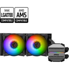 MSI MAG CoreLiquid M240 240 mm ARGB 2×120 mm Fanlı Sıvı Soğutucu – 12‑Yol Split‑Flow Radyatör, Kavisli Bakır Plakalı Blok, Intel ve AMD Soket Uyumlu