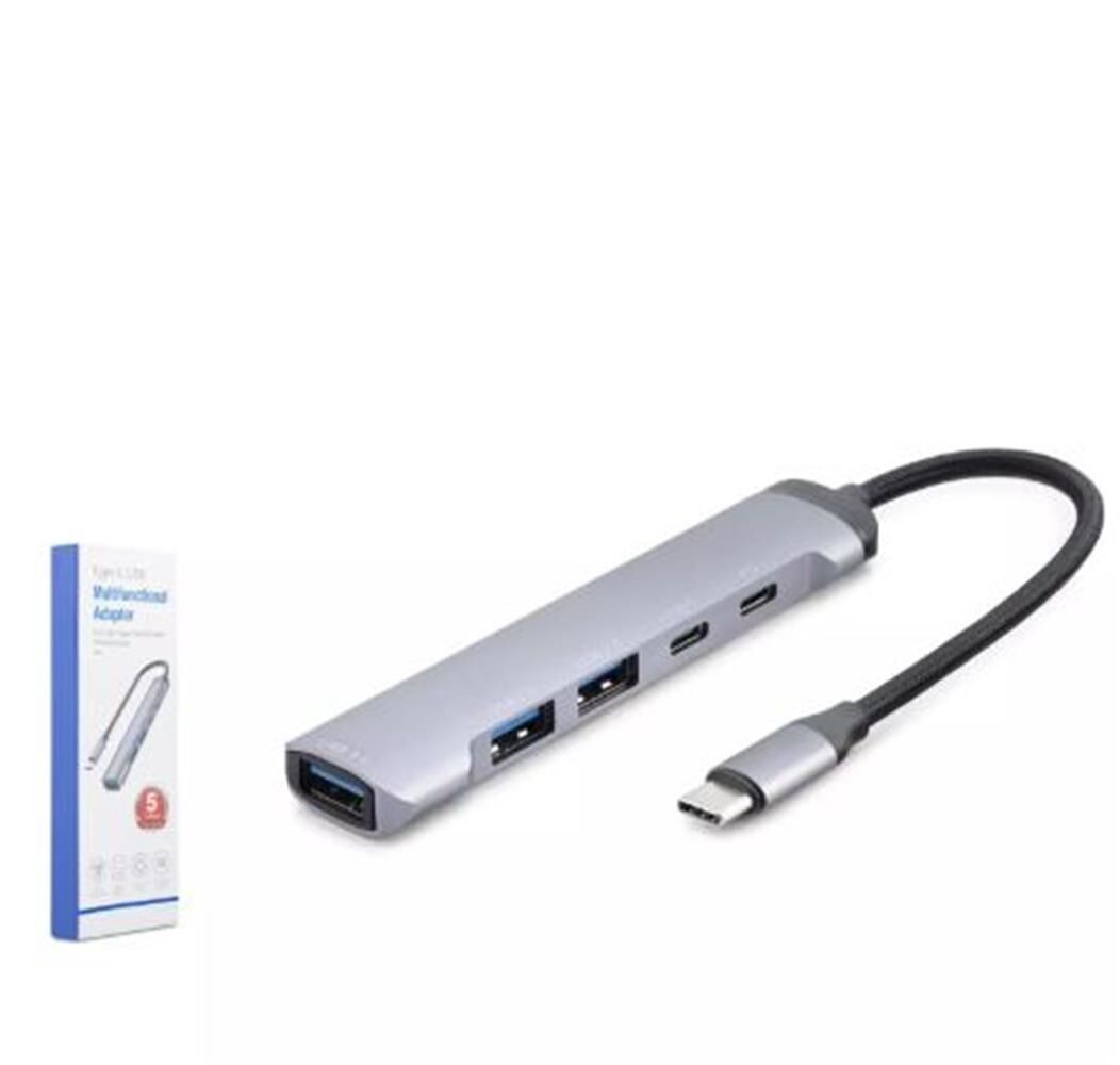 Hadron HDX7041 USB-C to 5 Port USB 3.0/2.0 Çoklayıcı Hub Adaptör - Gri