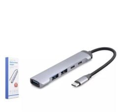 Hadron HDX7041 USB-C to 5 Port USB 3.0/2.0 Çoklayıcı Hub Adaptör - Gri