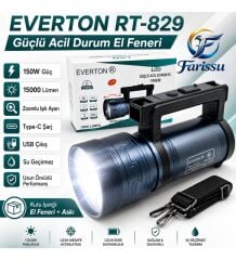 Everton Rt-829 Şarjlı Projektör 150w Zoom Led gösterge 1500lümen 3 Seviye Aydınlatma