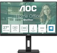 27 AOC Q27P3QW IPS 4MS 75HZ 2XHDMI 1XDP QHD 2560X1440 USB3.2 HOPARLÖR WEBCAM ÇERÇEVESİZ PIVOT VESA SİYAH