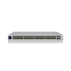 Ubiquiti UniFi USW‑48‑POE 32×10/100/1000 Mb/s + 16×10/100/1000 Mb/s PoE+ RJ45, 4×1 Gb SFP Uplink Layer 2 Fanless Rackmount Switch (195 W PoE, 104 Gbps Kapasite, Dokunmatik LCM)