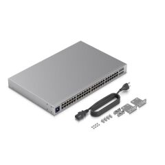 Ubiquiti UniFi USW‑48‑POE 32×10/100/1000 Mb/s + 16×10/100/1000 Mb/s PoE+ RJ45, 4×1 Gb SFP Uplink Layer 2 Fanless Rackmount Switch (195 W PoE, 104 Gbps Kapasite, Dokunmatik LCM)