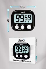 Daxi TX-100 Siyah Dijital LCD Kronometre 1/100 Sn Hassasiyet