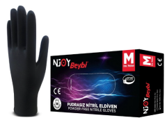 Beybi Muayene Small Pudrasız Njoy Nitril Siyah Tek Kullanımlık Koruyucu Eldiven