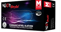 Beybi Muayene Small Pudrasız Njoy Nitril Siyah Tek Kullanımlık Koruyucu Eldiven