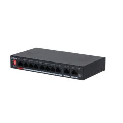 Dahua PFS3010‑8ET‑96 V2 8 × 10/100 Mbps PoE + 2 × Gigabit RJ45/SFP Uplink Layer‑2 Unmanaged Desktop/Industrial PoE Switch 96 W (250 m LD‑PoE)