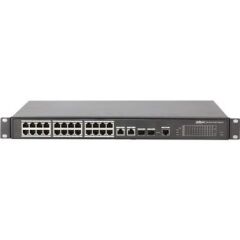 Dahua PFS4226‑24GT‑370 24 × 10/100/1000 Mbps PoE + 2 × Combo 1 Gbps (RJ45/SFP) Uplink Layer‑2 Web/CLI Yönetilebilir Rackmount Switch 370 W PoE