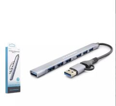 Hadron HDX7857 7'si 1 Arada USB + Type-C Hub Çoklayıcı (1x USB 3.0 + 6x USB 2.0) - Gri