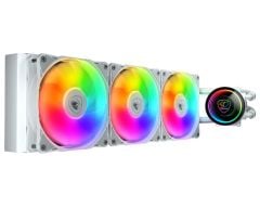 Cougar CGR‑PSDELRGB‑W Poseidon Elite 360 ARGB 360 mm Beyaz AIO Liquid Cooler 3×120 mm ARGB Fan 400 mm Boru & Infinity Mirror Pump – Intel LGA1851/1700/1200/115X/1366 ve AMD AM5/AM4/AM3/FM2/FM1 Uyumlu
