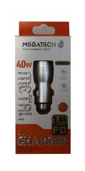 Megatech T05-M24 Re Gri 40W 3.4A Çelik Gövdeli Hızlı Araç Şarj Aleti