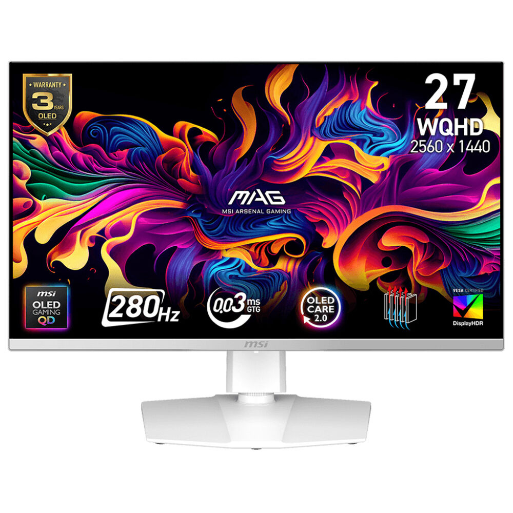 MSI 26.5'' MAG 272QPW QD-OLED X28 Flat 0.03ms FreeSync WQHD Beyaz Monitör