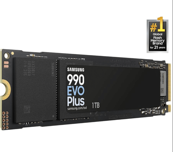 Samsung 990 EVO Plus 1TB PCIe 4.0 x4 NVMe M.2 SSD 7150MB/s Okuma 6300MB/s Yazma (MZ-V9S1T0BW) Samsung Türkiye Garantili