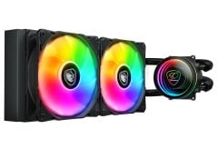 Cougar CGR‑PSDELRGB‑B‑240 Poseidon Elite ARGB 240mm All‑in‑One Sıvı Soğutma Sistemi Siyah – 2×120 mm ARGB Fan, Infinity Mirror Pompa, Copper Cold Plate, Intel/AMD Soket Desteği