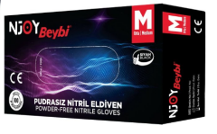 Beybi Muayene Medium Pudrasız Njoy Nitril Siyah Tek Kullanımlık Koruyucu Eldiven