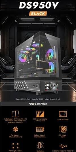 DarkFlash DS950V Siyah 850W 80+ Bronze 6 Fanlı Gen5 LCD IPS Mid Tower Kasa