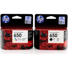 HP 650 Siyah (CZ101AE) + Üç Renkli (CZ102AE) Ink Advantage Orijinal Mürekkep Kartuş Seti