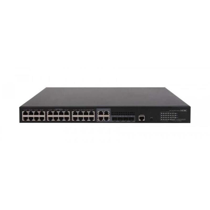 H3C LS‑5120V2‑28P‑HPWR‑LI‑GL 24x 1 GbE PoE+ + 4x combo (RJ45/1 Gb SFP) • 370 W PoE • Layer 2/3 Yönetilebilir Rackmount Switch (Model 9801A1QC)