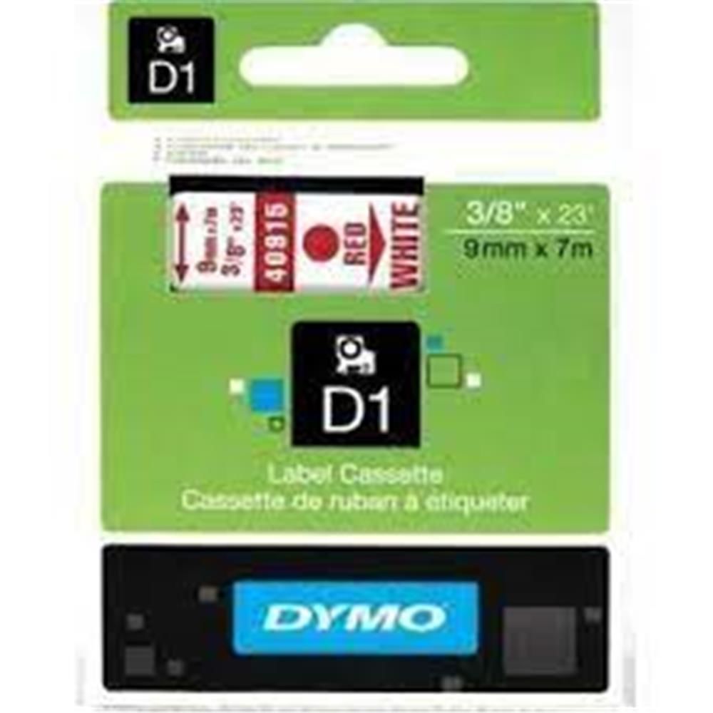 DYMO S0720700 D1 Yedek Şerit, 9 mm x 7 m, Beyaz-Kırmızı (40915)