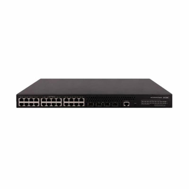 H3C LS‑5120V3‑28P‑PWR‑LI‑GL 24x 1 GbE PoE+ 30 W + 4x 1 Gb SFP + 1x Konsol Portu • PoE 185 W • Layer 2/3 Yönetilebilir Rackmount Switch
