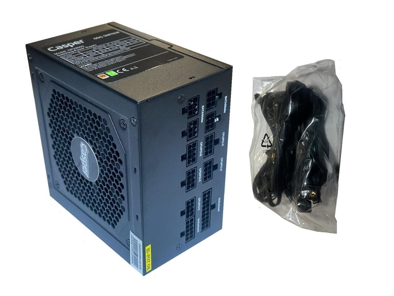 CASPER GPX850S 850W 80 Plus Gold Tam Modüler ATX Güç Kaynağı – 120 mm Fan, 90 % Verimlilik, Endüstriyel Kapasitör (Kutusuz)