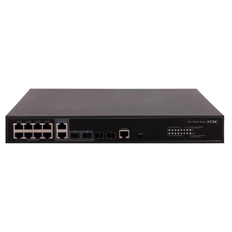 H3C 9801A1NC LC‑5130S‑12TP‑HPWR‑EI‑GL L2+ 8×10/100/1000 Gigabit PoE+ Port 125 W + 2×RJ45/2×1 G SFP Combo Port + 1×Console Port Yönetilebilir Switch (Energy‑Efficient)