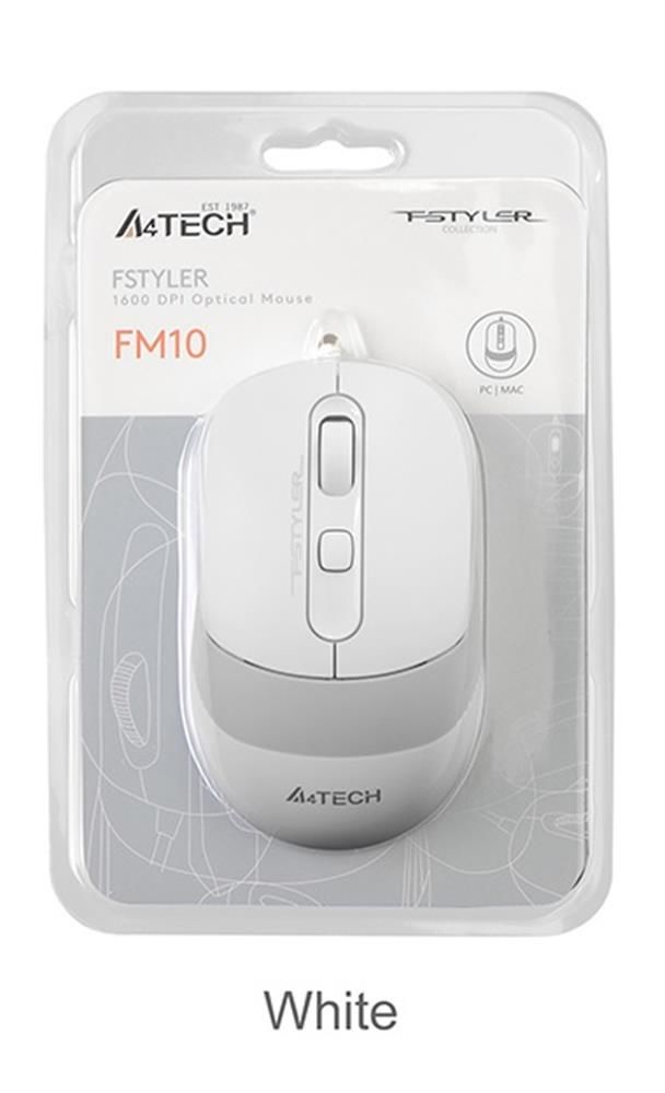 A4 Tech FM10 USB Fstyler Beyaz Optik 1600 DPI Mouse