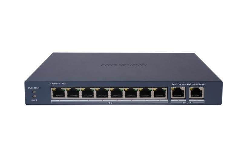 Hikvision DS-3E1310P-EI/M 10-Port Akıllı Yönetilemez Switch (8 Port 10/100 Mbps PoE + 2 Port Gigabit Combo Uplink)