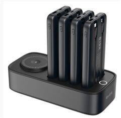 S-link IP-DS40 4 Adet 10000mAh Powerbank Destekli 15W Kablosuz Şarj Siyah Taşınabilir Şarj İstasyonu