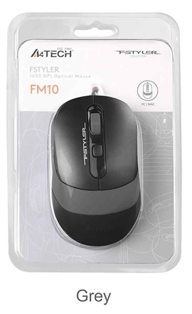 A4 Tech FM10 USB Fstyler Gri Optik 1600 DPI Mouse