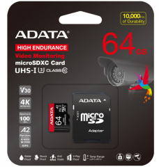 Adata 64GB High Endurance microSDXC 4K U3 V30 A2 Hafıza Kartı
