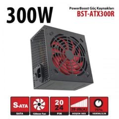 PowerBoost BST‑ATX300R 300 W PPFC 12 cm Kırmızı Fanlı ATX PSU Retail Box