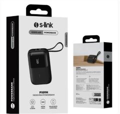 S-link P109M 10.000mAh 20W PD Hızlı Şarj Destekli LCD Göstergeli Powerbank - Siyah