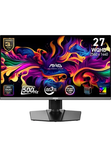 MSI 26.5'' MAG 272QP QD-OLED X50 Flat 0.03ms Pivot FreeSync WQHD Monitör