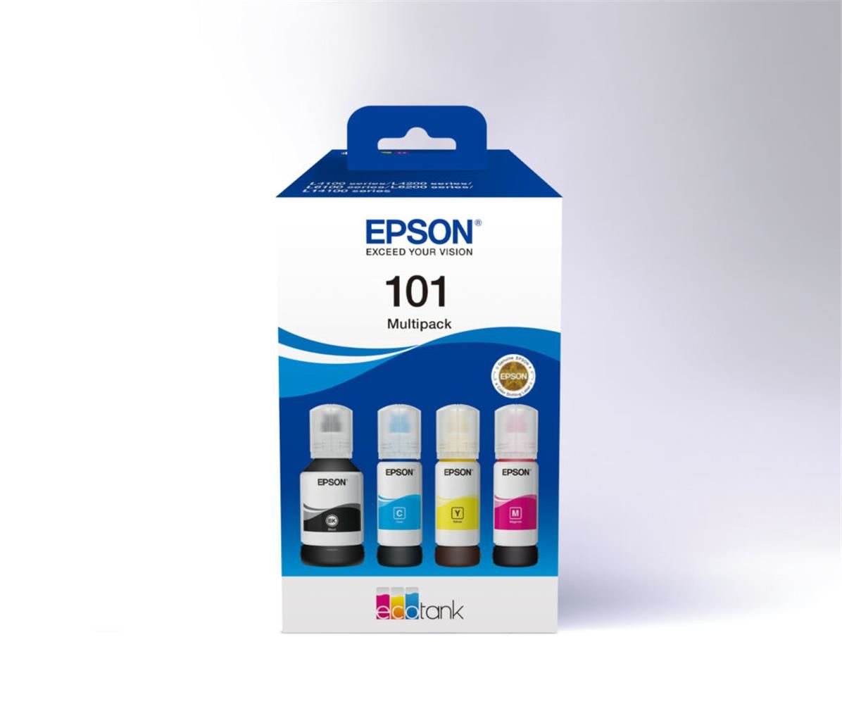 Epson 101 EcoTank 4'lü Renkli ve Siyah Orijinal Mürekkep Seti (C13T03V64A)