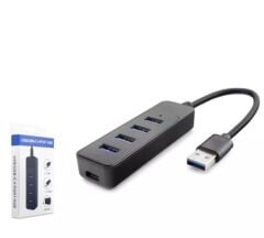 Hadron HDX7046 USB 3.0 Type-C 4'ü 1 Arada Çoklayıcı Hub Adaptör Siyah