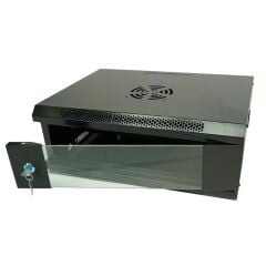 Racksan ML-6404S 4U Duvar Tipi Siyah Kabinet (200x530x400 mm Raf + Fan + Priz Dahil Set)