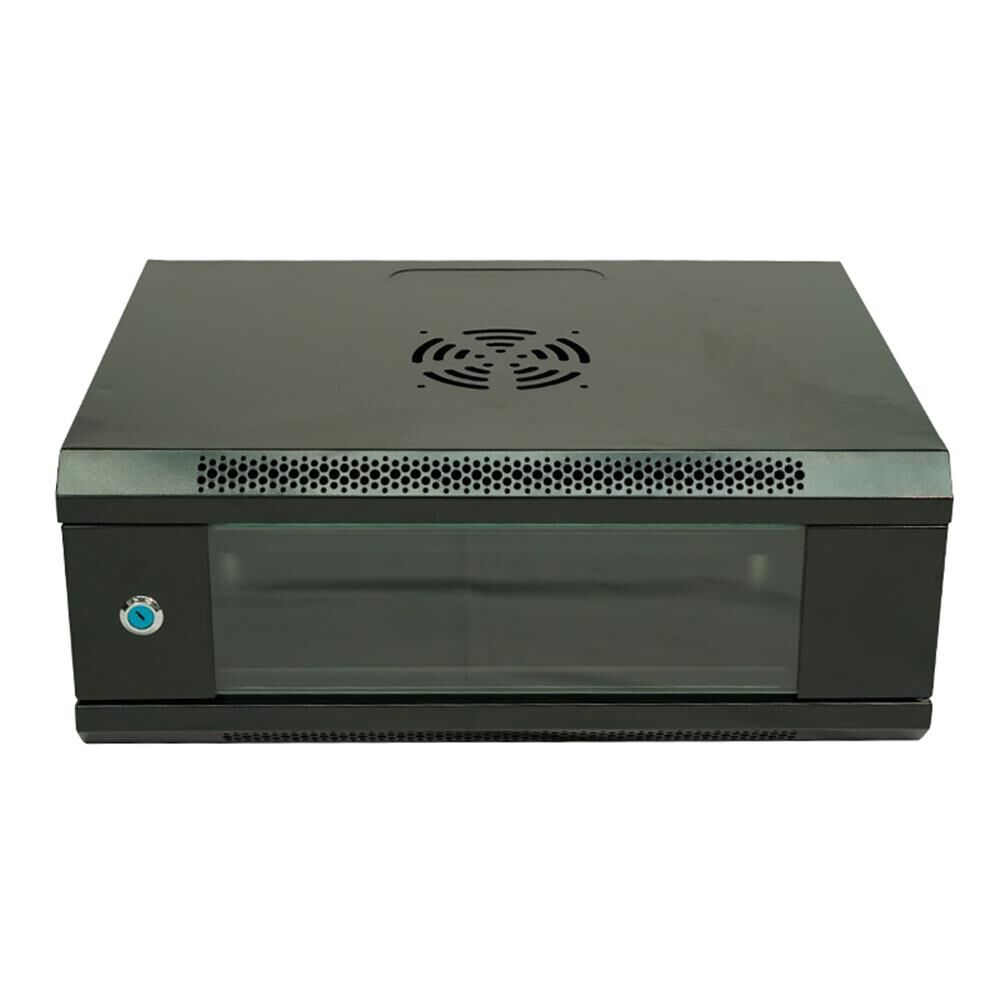 Racksan ML-6404S 4U Duvar Tipi Siyah Kabinet (200x530x400 mm Raf + Fan + Priz Dahil Set)
