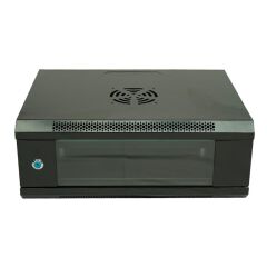 Racksan ML-6404S 4U Duvar Tipi Siyah Kabinet (200x530x400 mm Raf + Fan + Priz Dahil Set)