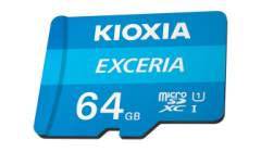 KIOXIA 64GB microSDHC UHS-I Class 10 100MB/s LMEX1L064GG2 Hafıza Kartı + SD Adaptör