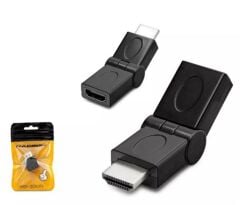 Hadron HDX1257 HDMI Erkek - HDMI Dişi (M-F) 180 Derece Hareketli Mafsallı Açı Değiştirici Dönüştürücü Adaptör