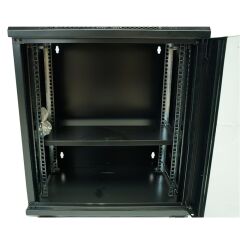 Racksan ML-6412S 12U Duvar Tipi Siyah Kabinet (600x530x400 mm Raf + Fan + Priz Dahil Set)